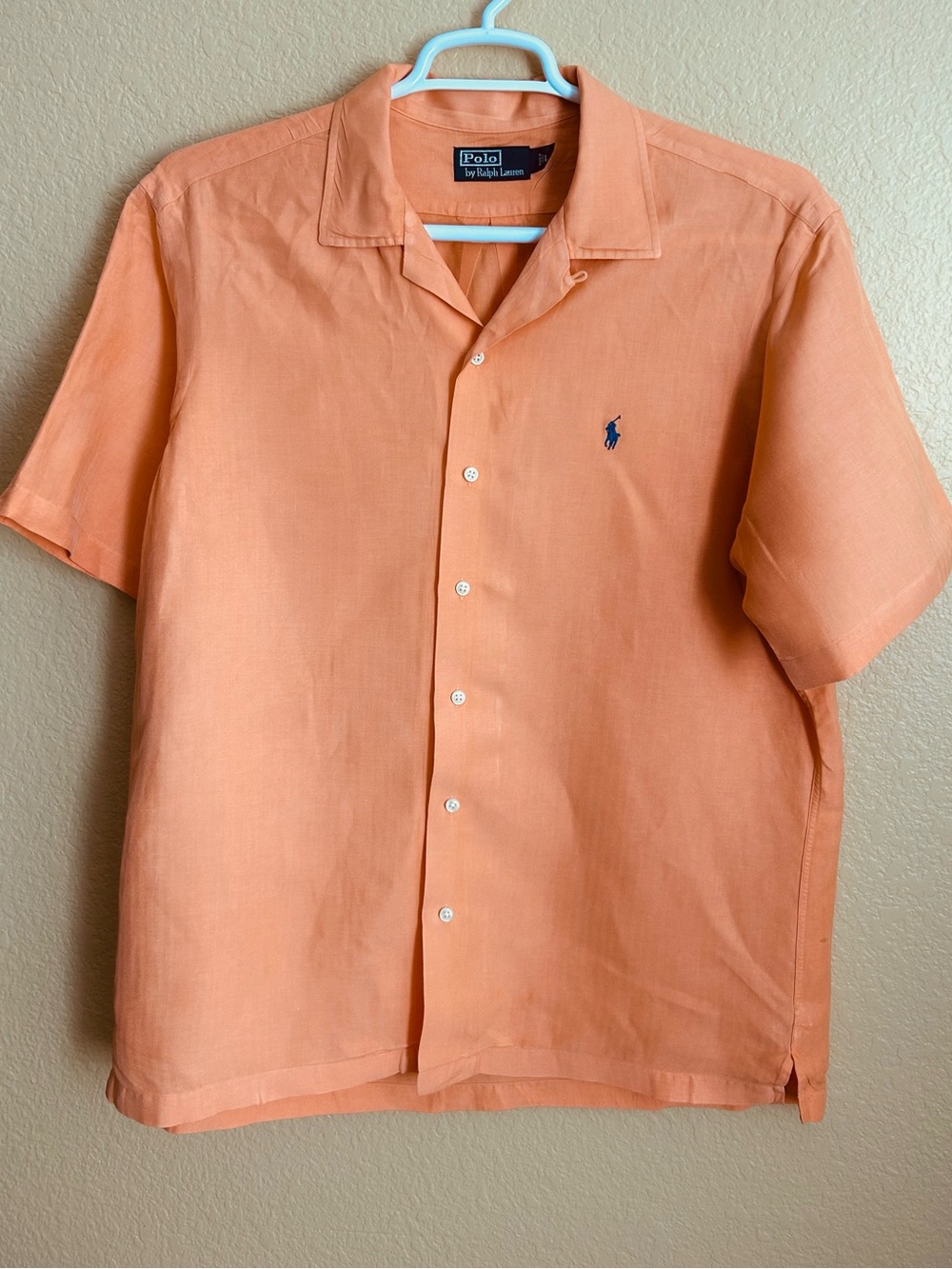 Polo Ralph Lauren Orange Linen Silk Short Sleeve Button Down Shirt